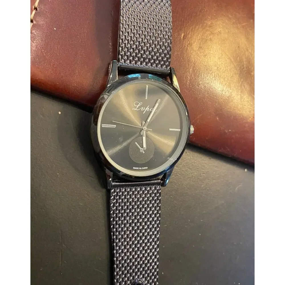 Unisex 37mm Gun Metal Tone Lupai Watch, Nylon Mesh Band